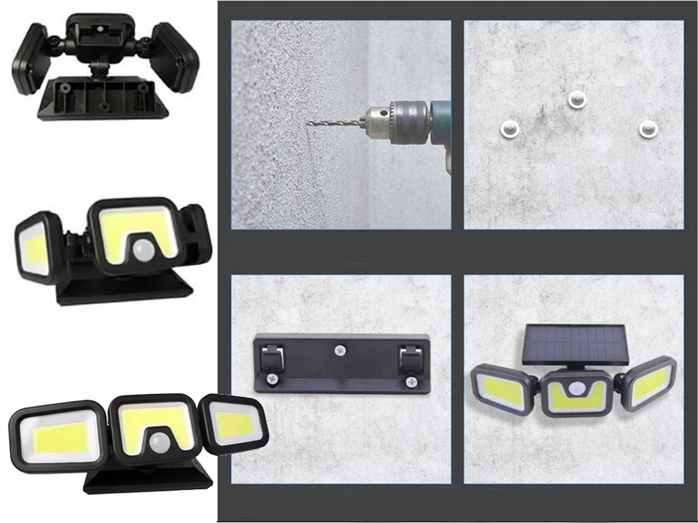 Āra Darza Lampa 100 COB ar Saules Paneli un Krēslas, Kustības Sensoru | Solar Lamp with Twilight and Movement Sensor (6)