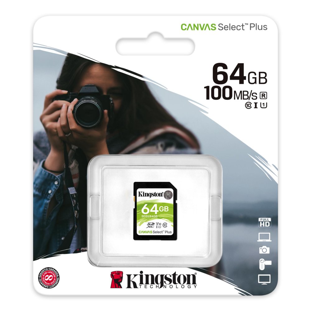 Kingston 64GB microSDXC atmiņas karte Canvas Select Plus SDS2, melna (0)