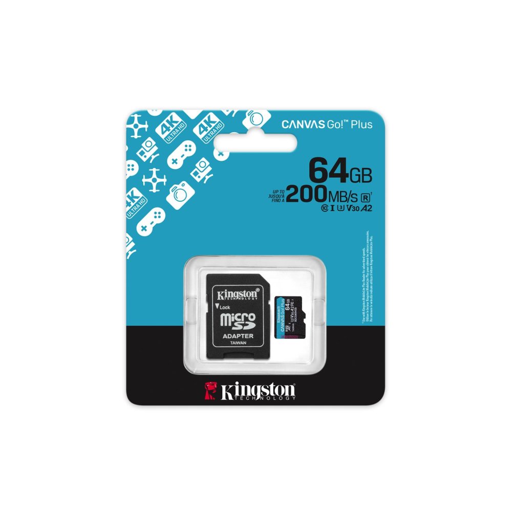 MicroSDXC atmiņas karte Kingston 64GB Canvas Go Plus 200MBs A2 U3 V30 (3)