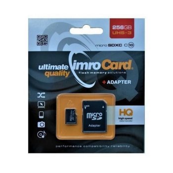 Imro atmiņas karte 256GB microSDXC Class 10 UHS-3 ar adapteri, melna