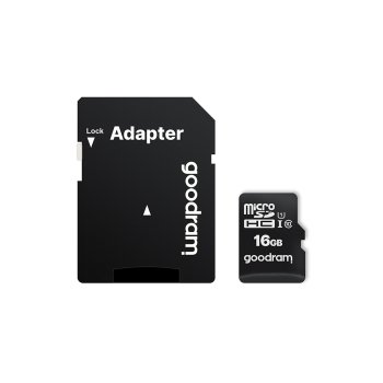 Atmiņas karte GoodRam 16GB microSDHC Class 10 UHS-I ar adapteri, melna