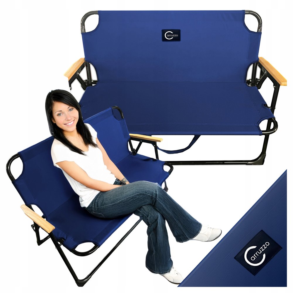 Salokāmais Dubultais Atpūtas Dārza Krēsls Sols Caruzzo, Zils | Folding Double Garden Bench (3)