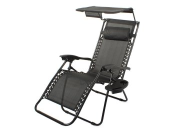 Dārza Pludmales Guļamkrēsls Atpūtas Saliekams Krēsls Zvilnis ar Saulessargu un Paliktni | Garden Beach Deck Chair...