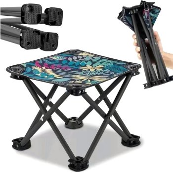 Ērts Saliekams Ceļojumu Kempinga Tūrisma Krēsls Taburete, melns l Comfortable Folding Travel Camping Chair