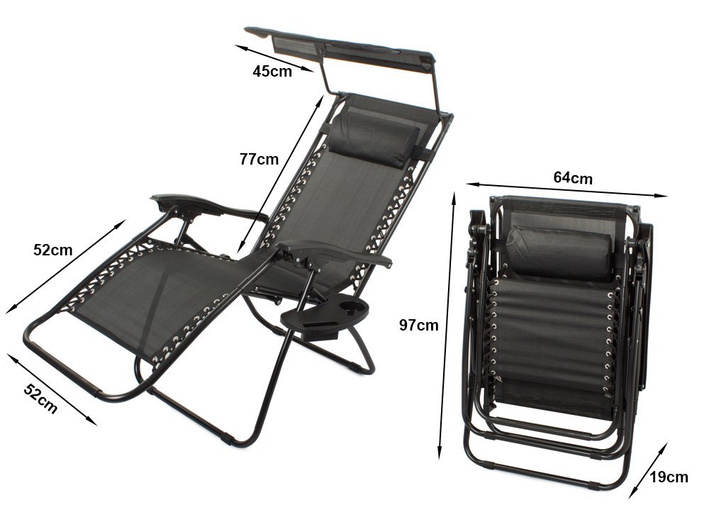 Dārza Pludmales Guļamkrēsls Atpūtas Saliekams Krēsls Zvilnis ar Saulessargu un Paliktni | Garden Beach Deck Chair... (0)