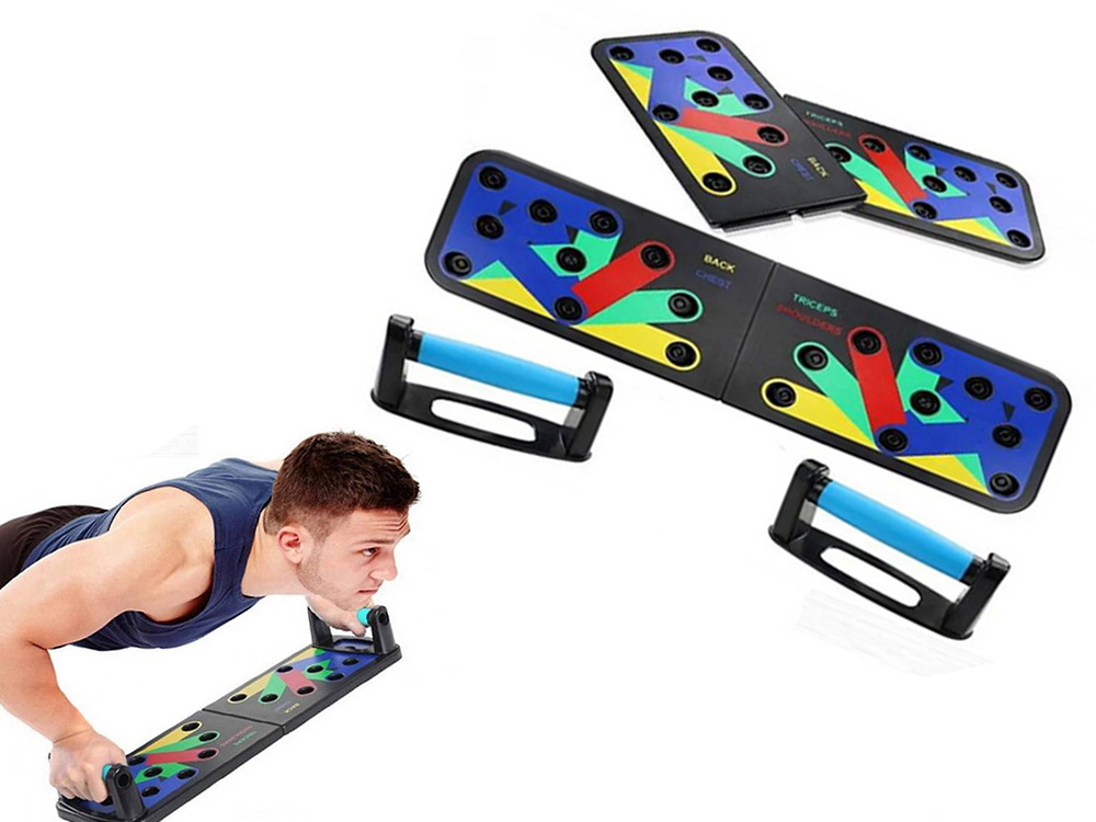 Atspiešanas rokturi treniņiem, Push-up dēlis ar rokturiem 14-in-1, melns (1)