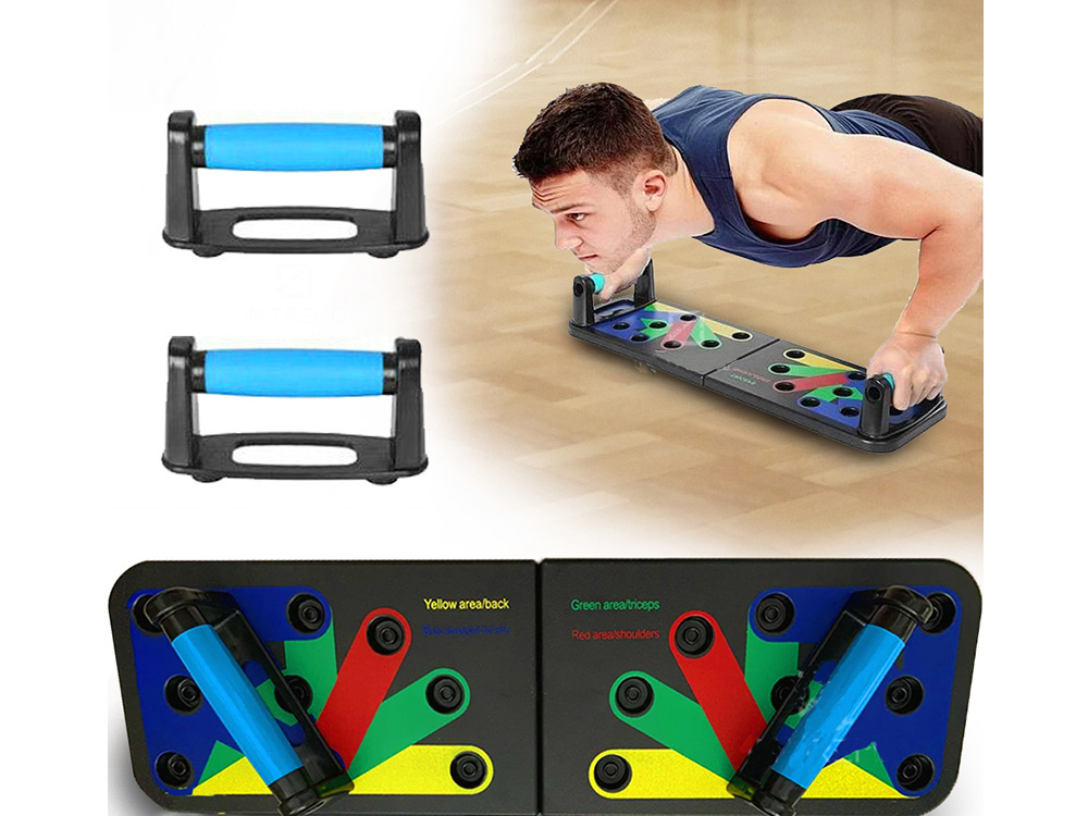 Atspiešanas rokturi treniņiem, Push-up dēlis ar rokturiem 14-in-1, melns (3)