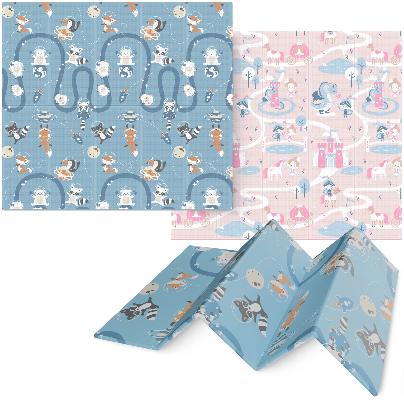 Salokāms attīstošais paklājiņš zīdaiņiem Karaliste un Kosmoss 200 x 180 cm