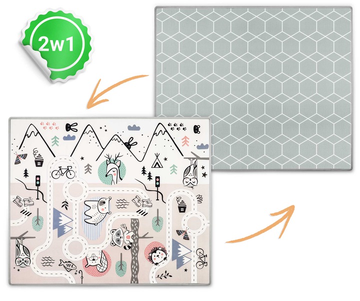 Divpusējs sarullējams bērnu paklājs Nukido NK-342 | Kids Roll-up Foam Mat (5)