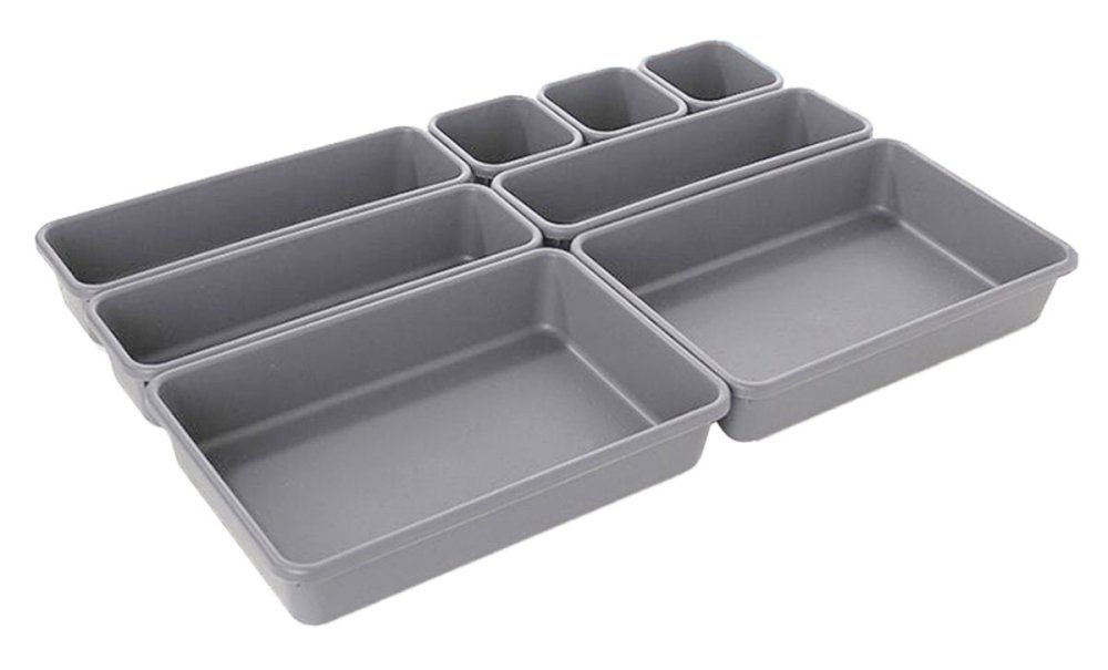 Modulārs atvilktnes organizators galda piederumiem, kancelejas precēm, darbarīķiem, kosmētikai, Pelēks | Cutlery... (0)
