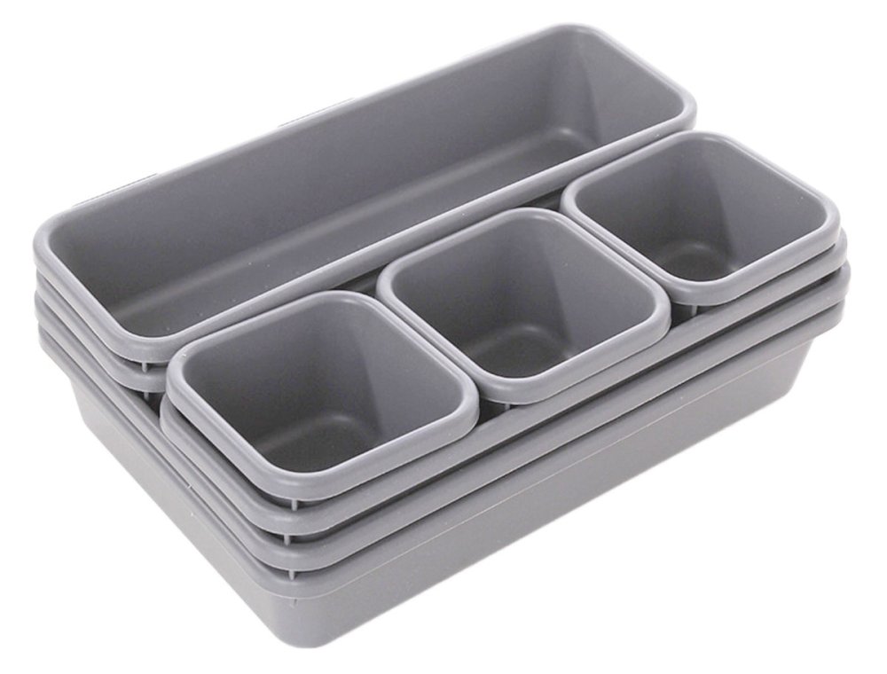 Modulārs atvilktnes organizators galda piederumiem, kancelejas precēm, darbarīķiem, kosmētikai, Pelēks | Cutlery... (1)