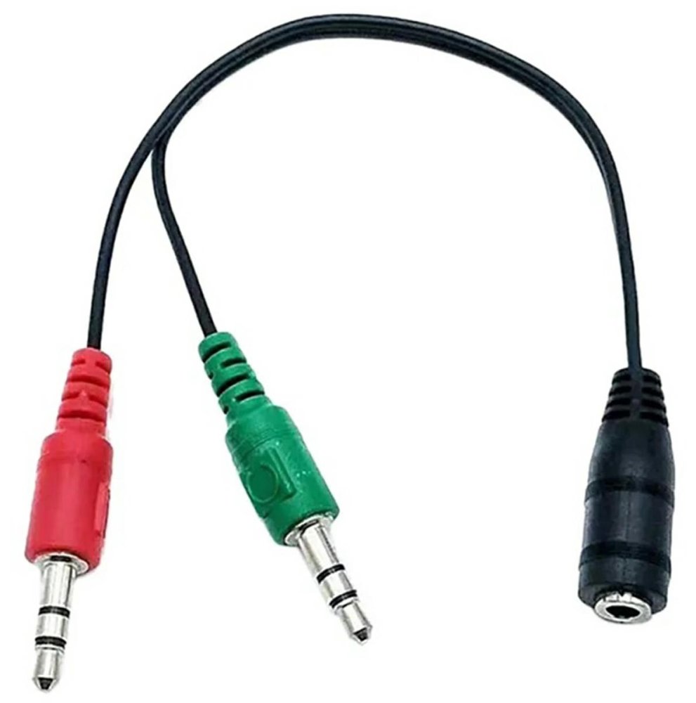 Mini Jack adaptera kabelis austiņām ar mikrofonu, 20 cm, melns (1)