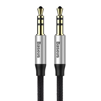 Baseus Yiven Audio Cable Mini Jack 3,5mm AUX, 1m, Black+Silver | Audio Vads Kabelis