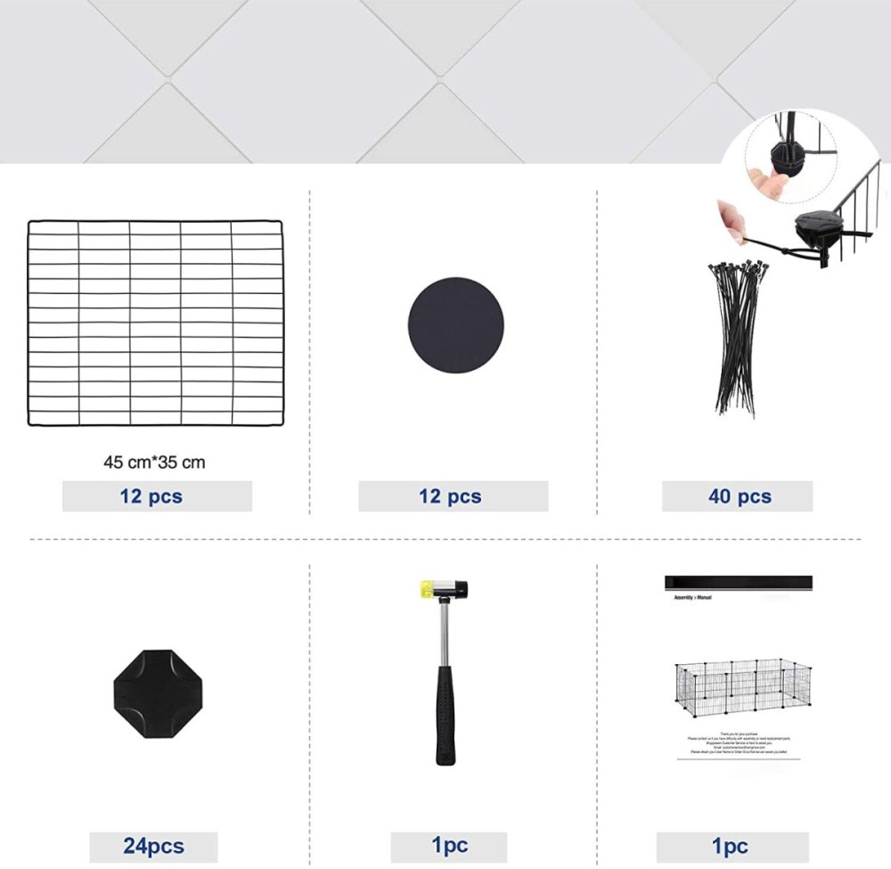 Modulāra sētiņa grauzējiem aploks kāmjiem jūrascūciņām, melna (2)
