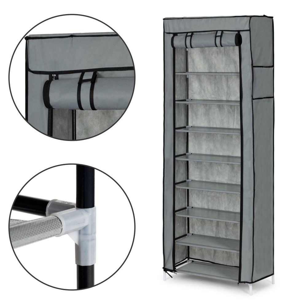 Auduma skapis ar plauktiem drēbēm un apaviem ModernHome PJJSC003 (2)