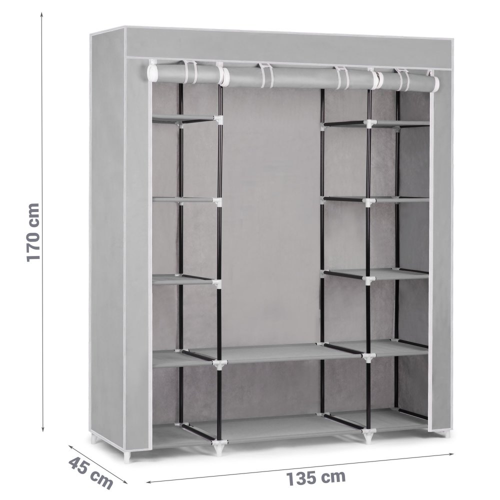 Massido saliekamais liels tekstila drēbju skapis, Pelēks | Textile Closet (2)