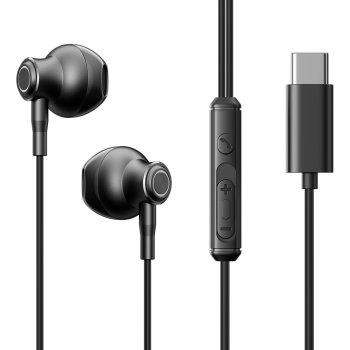 Joyroom TYPE-C Series JR-EC07 USB‑C iekšausu austiņas, metāla — melnas