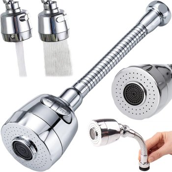 Virtuves jaucējkrāna ūdens aerators, 360°, M22, hromēts, sudraba