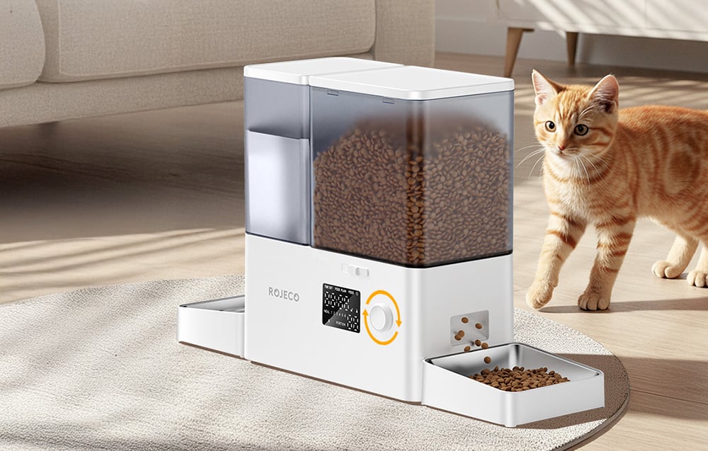 Rojeco 2-in-1 Dzīvnieku Barotava un Ūdens Strūklaka 5L/3.5L Balta (1)