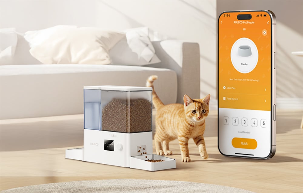 Rojeco 2-in-1 Viedā Dzīvnieku Barotava un Dzirdinātava WiFi (Balta) (1)
