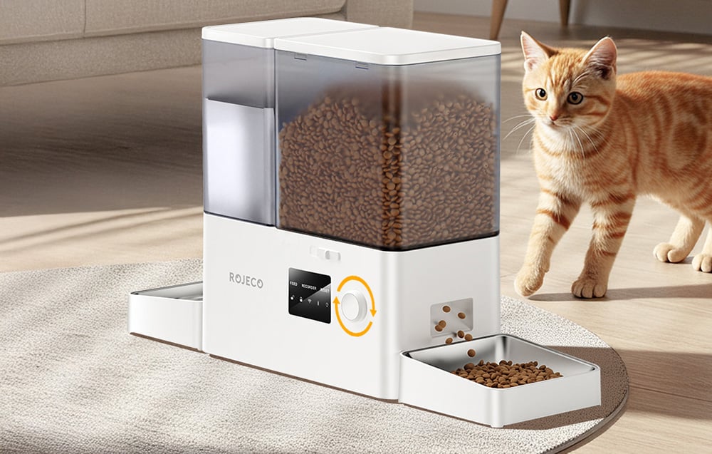 Rojeco 2-in-1 Viedā Dzīvnieku Barotava un Dzirdinātava WiFi (Balta) (2)