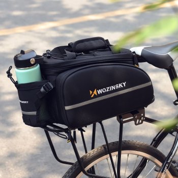 Wozinsky Ērta Velosipēda Soma uz Bagāžnieka ar pudeļu būri 35 l, melns l Wozinsky Bicycle Bike Pannier Rear Trunk...