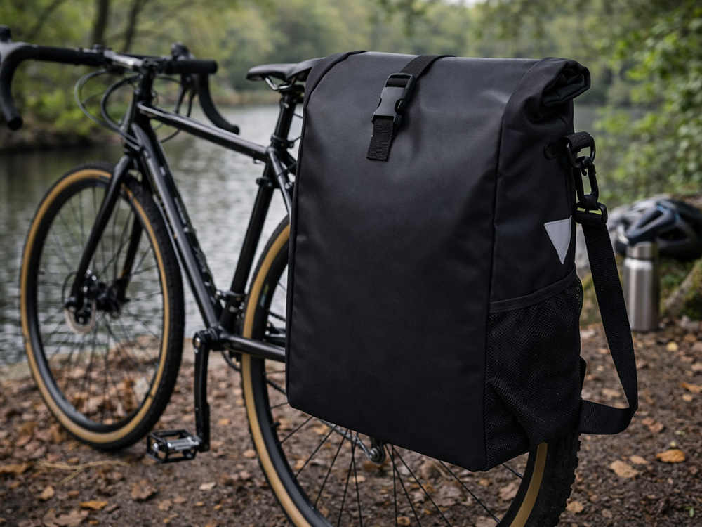 Velosipēda soma bagāžniekam 20L ūdensizturīga un ietilpīga, melna (3)