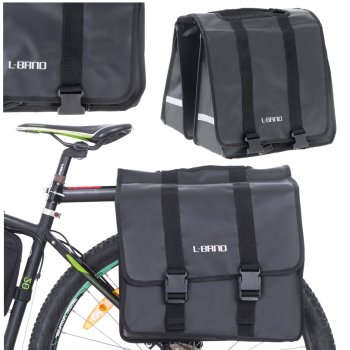 L-BRNO Divpusēja Velosipēdu Soma uz Bagāžnieka 35L, Melna | Double-sided Bicycle Bag on the Trunk