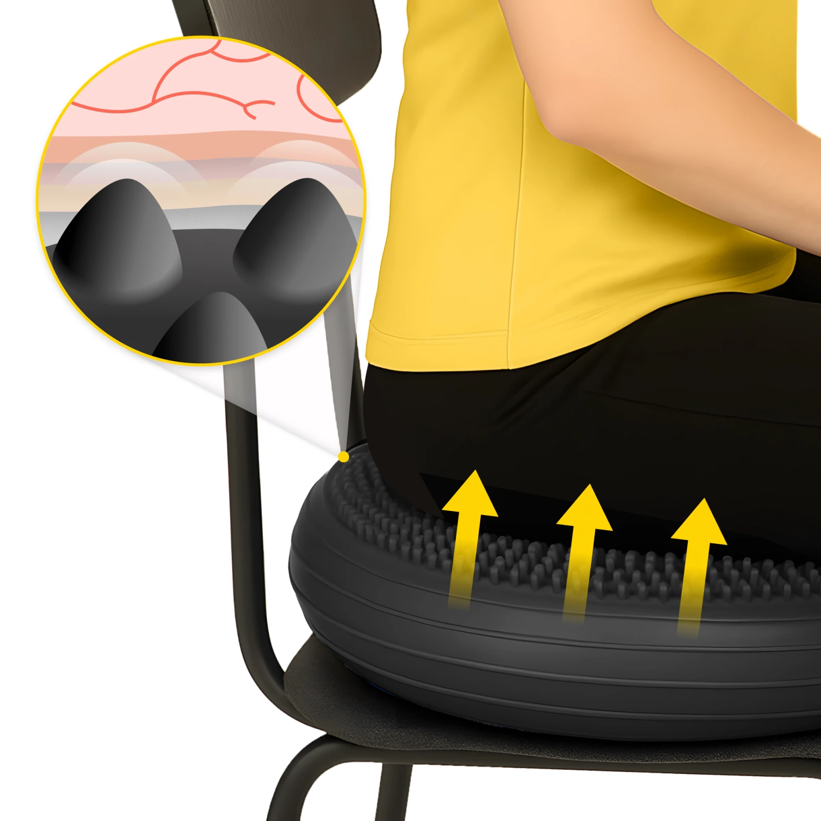 Līdzsvara spilvens MED+ 60 cm rehabilitācijai un fitnesam, melns (0)