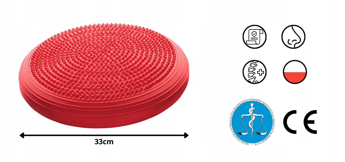 4Fizjo Piepūšams Masāžas Līdzsvara Balansa Jogas Spilvens Stabilitātes Disks Paliktnis - Sarkans, 33cm | Balance... (0)