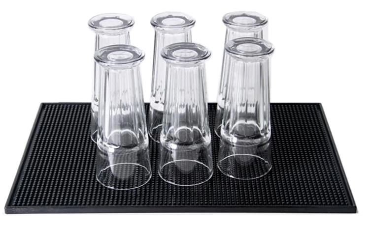 Bāra Trauku Žāvēšanas Paklājiņš, Melns | Universal Non-Slip Bar Service Mat Dish Drying Pad (8)