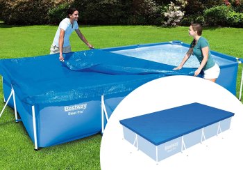 Aizsargājošs Taisnstūra Karkasa Baseina Pārsegs Vāks 4x2 m — BESTWAY 58107 | Rectangle Frame Pool Cover Protector