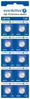 LR44 AG13 sārma baterijas everActive G13 1.5V 10 gab. blisterī