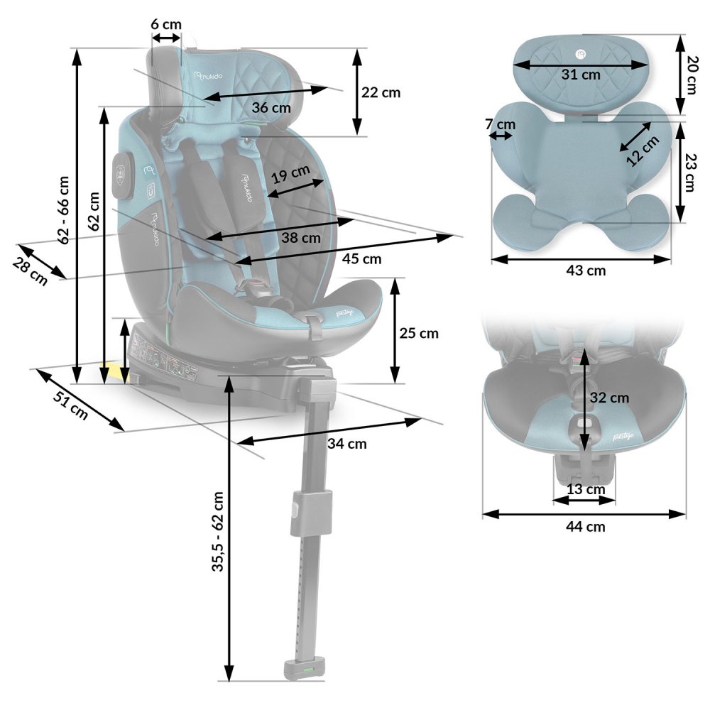 Nukido Prestige Line Bērnu Autokrēsliņš Melns-zils 0-36 kg ISOFIX (2)