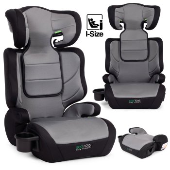 ECOTOYS 2-in-1 bērnu autokrēsliņš paliktnis i-SIZE 100-150 cm ar dzērienu turētāju