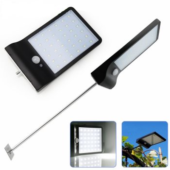 Āra / dārza apgaismojums 36 LED nakts lampa ar saules bateriju un sensoriem, Melna | Outdoor / Garden Light Solar Night Lamp