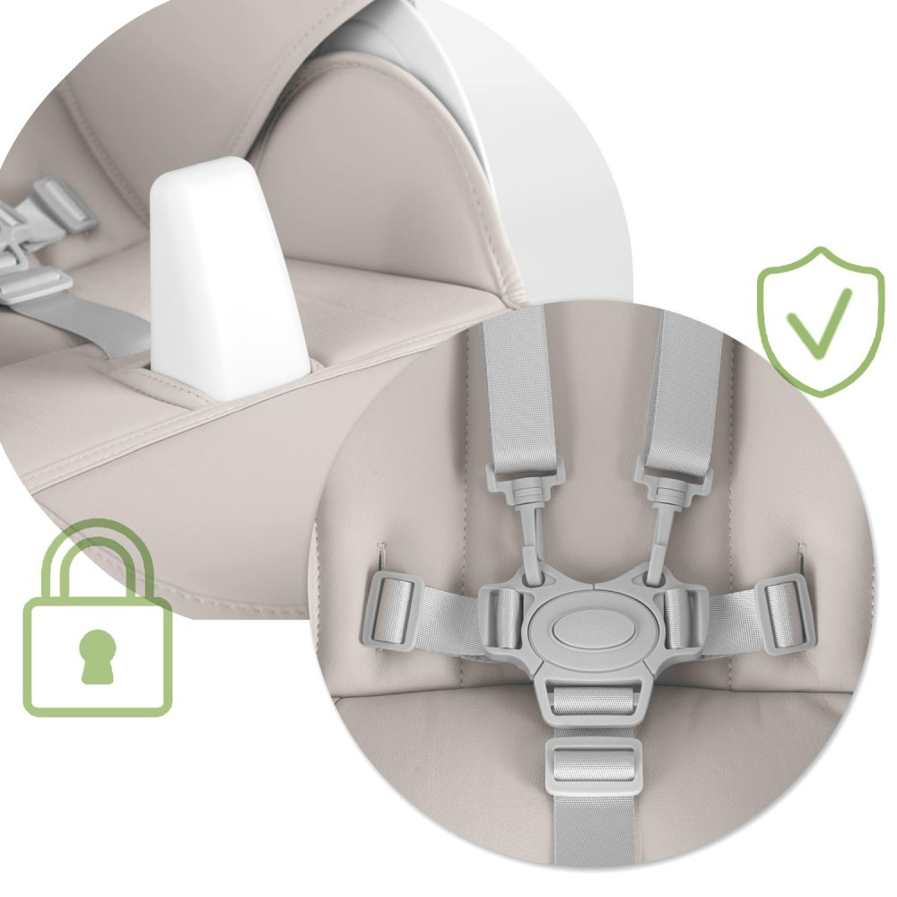 Nukido Belo daudzfunkcionāls barošanas krēsliņš ar rotaļlietu loku, pelēks (3)