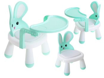 Bērnu Daudzfunkcionāls Barošanas Krēsliņš, Zaķis - Piparmētru krāsa | Multifunctional High Chair