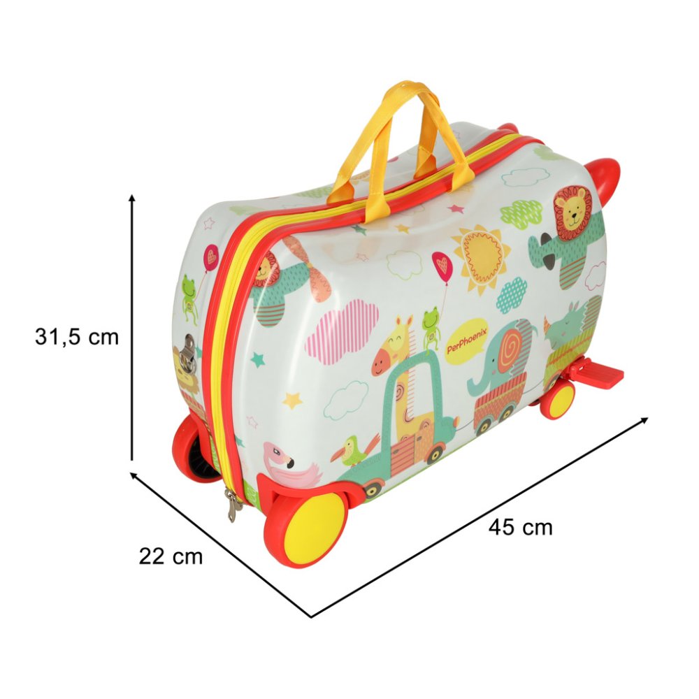 Bērnu ceļojumu soma ar riteņiem, koferis, čemodāns-sēdeklis, Zoo | Kids Travel Luggage Bag Ride On Suitcase (4)