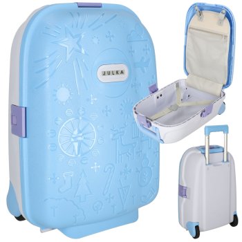 Bērnu ceļojumu soma ar riteņiem, koferis, čemodāns, Zils | Kids Travel Luggage Bag Ride On Suitcase