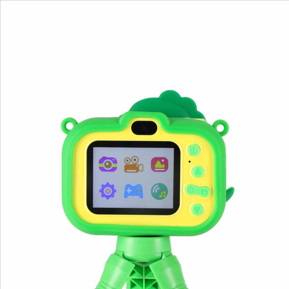 Bērnu digitālais fotoaparāts ar statīvu Dinozaurs zēniem un meitenēm, zaļš (3)