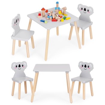 Bērnu mēbeļu komplekts: galdiņš un 2 krēsliņi koala ECOTOYS