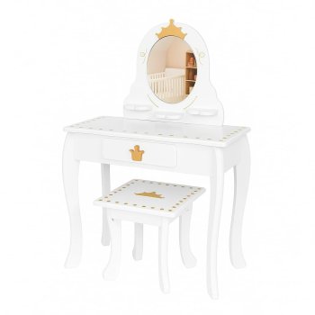 Bērnu kosmētikas galdiņš ar spoguli un krēsliņu, balts