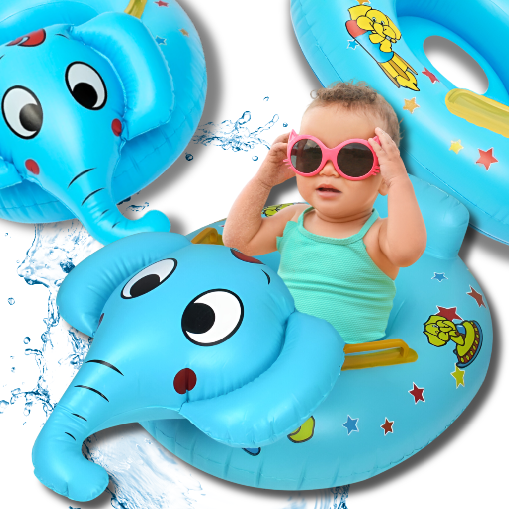 Bērnu piepūšamais peldriņķis ar sēdekli - Zilonītis I Children's Inflatable Swim Ring with Seat - Elephant