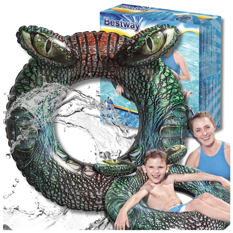 Bestway 36122 Piepūšamais peldēšanas ritenis Krokodils, 91cm | Inflatable Swimming Wheel