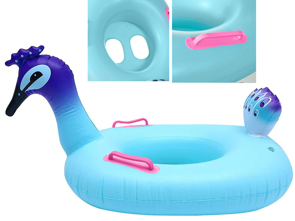Krāsaina piepūšama peldēšanas riņķa rotaļlieta bērniem ar pāva dizainu 60cm (3)