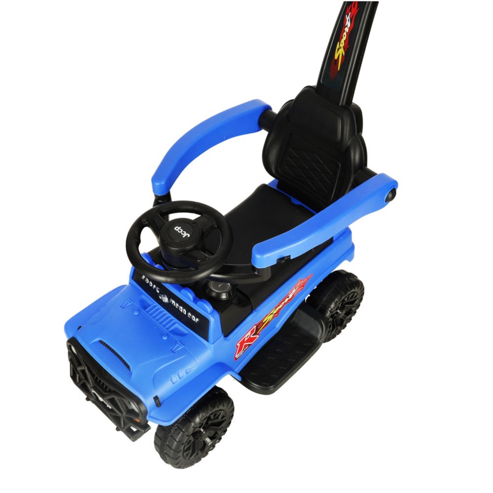 Bērnu stumjamā mašīna ar rokturi, skrejmašīna ar skaņas un gaismas efektiem, Zils | Kid's Step Car with Parent... (3)
