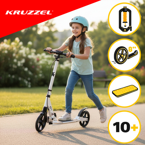 Saliekams skrejritenis Kruzzel Hyperion W 26141 ar 200mm riteņiem, balts-melns (3)