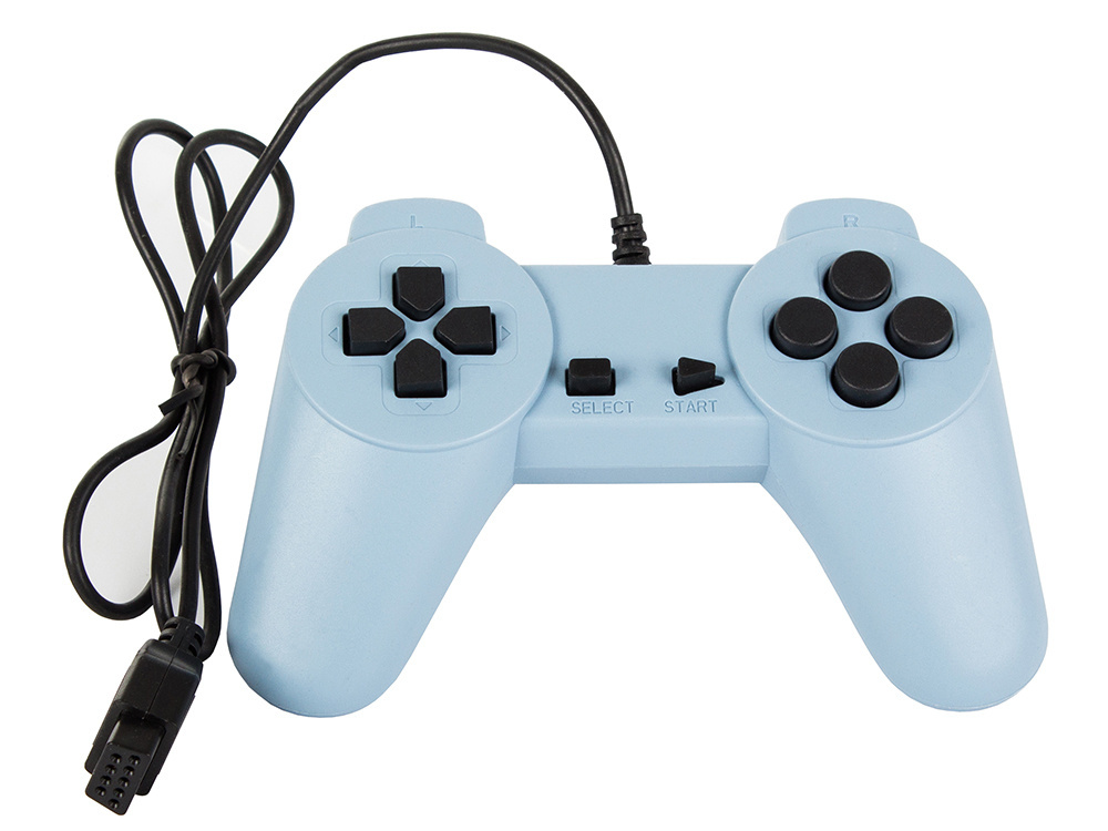 Retro spēļu konsole ar 9999 spēlēm, 2 pultis un pistole, zila (2)