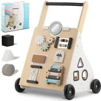 Attīstošs interaktīvs bērnu koka stumjamais staigulis RK-875 Ricokids | Wooden Push Walker